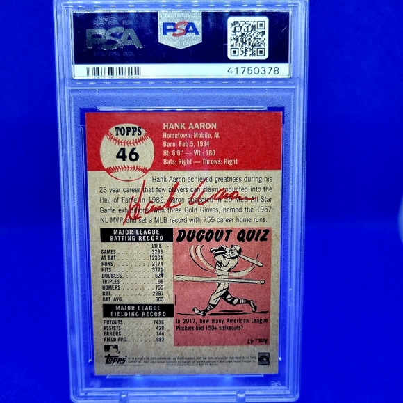 2018 Topps Living #46 Hank Aaron Card Graded PSA 9 Mint Braves - Picture 2 of 2